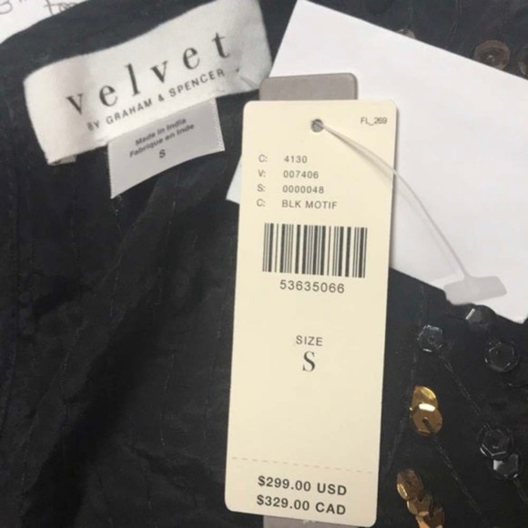 NWT! Anthropologie Velvet By Graham & Spencer Vivi Sequin Dress Black/Gold Small - Picture 7 of 8